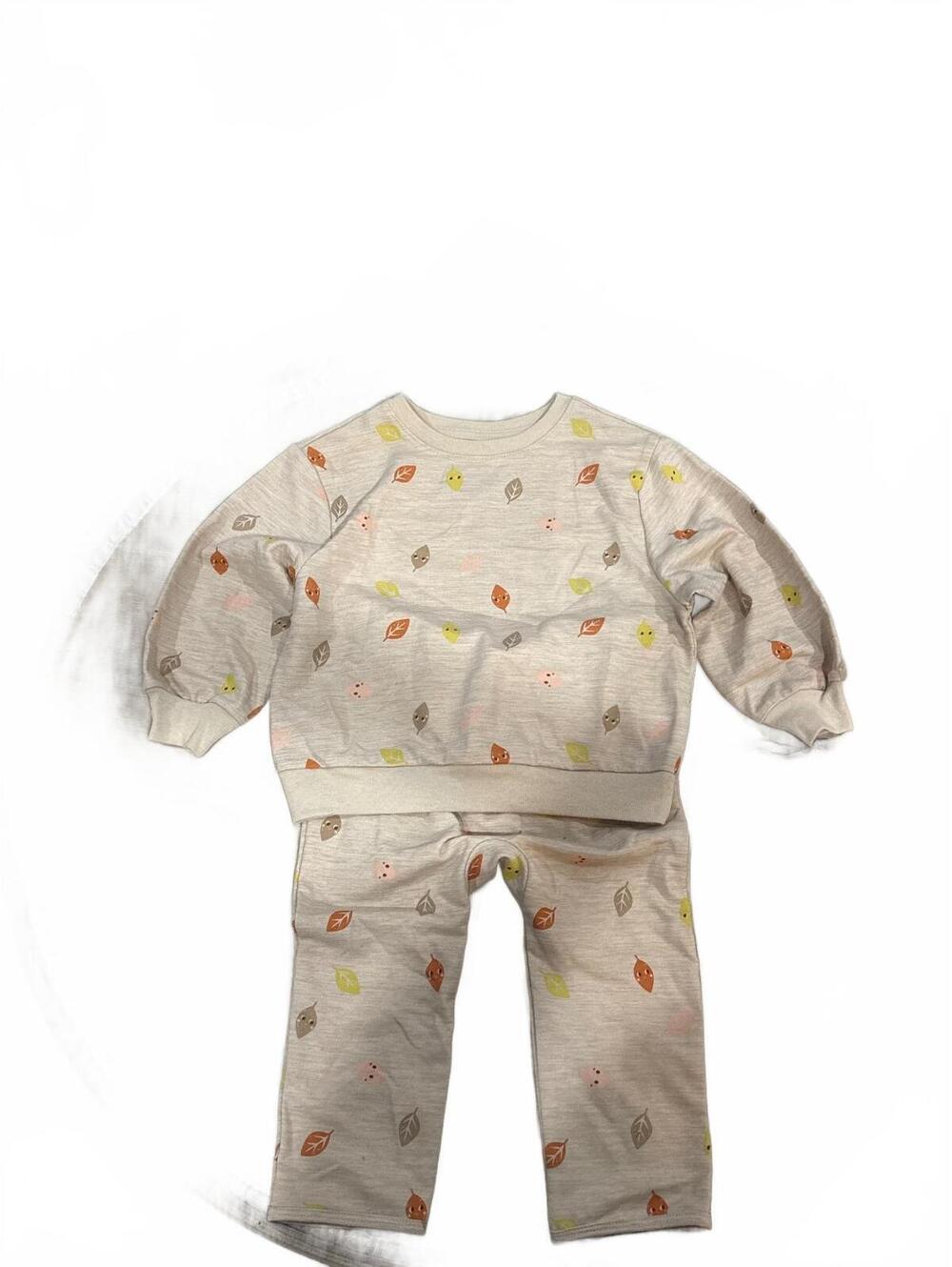 Cloud Island Baby 2-Piece Fall Outfit 24M Cream Leaf Print NWT